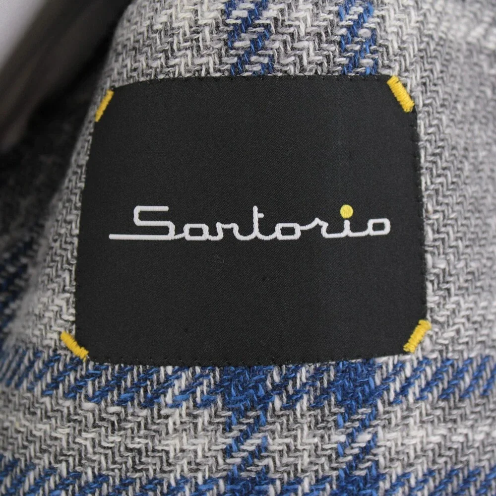 Sartorio Kiton NWT Wool Blend Sport Coat Size 48R (38R US) Gray w/ Blue & White